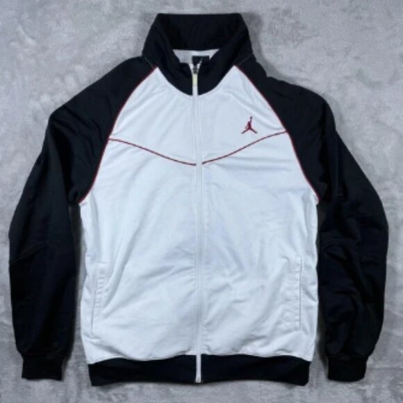 Nike Jordan Jacket Mens Large White Black Dri-FIT Track Full Zip Jumpman Logo - Picture 1 of 11